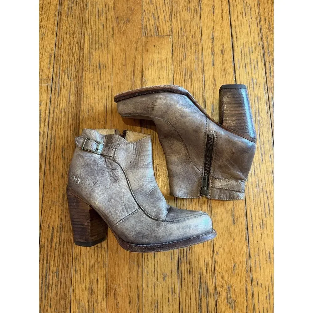 Bed Stu Womens Brn Leather Ankle Booties Block Heel sz 6